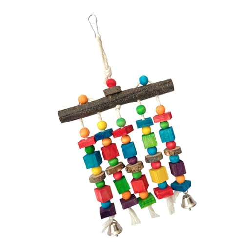 Kauspielzeug für Papageien mit verstellbarer Holzstange und buntem Block für Schnabelkonditionierung und Krallenpflege, Vogel-Fitness-Zubehör Kauspielzeug für Papageien mit verstellbarer Holzstange und buntem Block für Schnabelkonditionierung und Krallenpflege, Vogel-Fitness-Zubehör von LAIOUSN