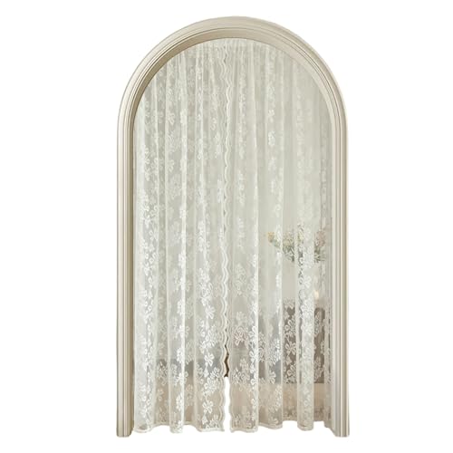 LAIOUSN Laces Curtains Country Rustikale Rose Flower Vintage Sheer Laces Vorhänge für Wohnzimmer Stangentasche Sichtschutz Vorhang Privatsphäre von LAIOUSN