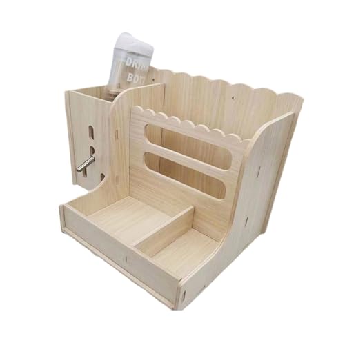 Mehrzweck-Heuraufe aus Holz mit Flaschenregal für Kaninchen, kleine Haustiere, Futterstation Mehrzweck-Heuraufe aus Holz mit Flaschenregal für Kaninchen, kleine Haustiere, Futterstation von LAIOUSN