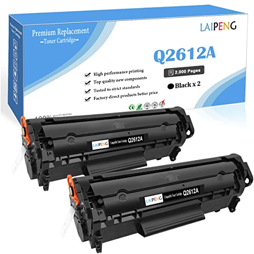 LAIPENG Kompatible Q2612A 12A Tonerkartusche bis zu 2000 Seiten für HP Laserjet 1010 1012 1015 1018 1020 1020 Plus 1022 3015 3020 3030 3050 3052 3055 M1005 MFP M1319 MFP Drucker (Schwarz x 2) von LAIPENG