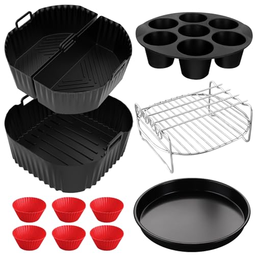 Silikonform Heißluftfritteuse für Cosori TurboBlaze 5,5L/6L/6,2L/6,4L, Philips XXL 8,3L, Russell Hobbs 8L/8.3L, Airfryer Zubehör Backform Grillrost Kuchenformen für Philips 2000 Serie 6.2L NA230 von LAISLLA