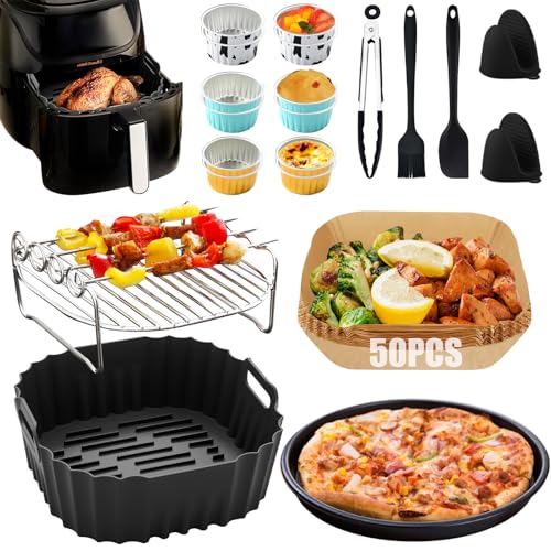 Airfryer Silikonform Heißluftfritteuse Zubehör für Russell Hobbs 4L/Philips Airfryer 2000-Serie 4.2L, Air Fryer Silikon Einsatz Backform für Heißluftfritteuse, Wiederverwendbar Airfryer zubehör von LAISLLA