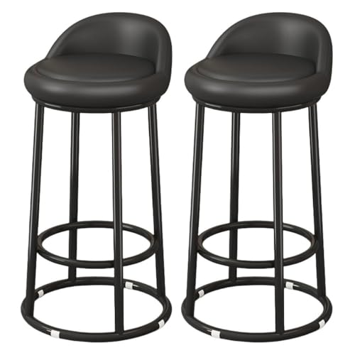 LAITEGOG Barhocker-Set,29" Ergonomische Gepolsterte Barhocker mit Rückenlehne,PU-Lederpolsterung,Metallrahmen und Fußstütze,für Esszimmer Heimbar Kücheninsel(Black,2PCS) von LAITEGOG