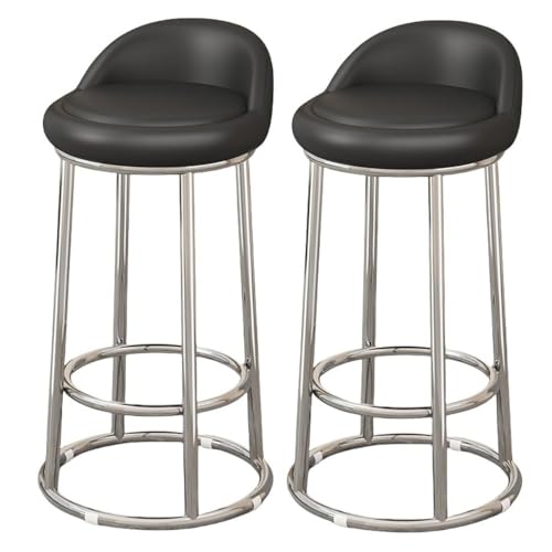 LAITEGOG Barhocker-Set,29" Ergonomische Gepolsterte Barhocker mit Rückenlehne,PU-Lederpolsterung,Metallrahmen und Fußstütze,für Esszimmer Heimbar Kücheninsel(Black A,2PCS) von LAITEGOG