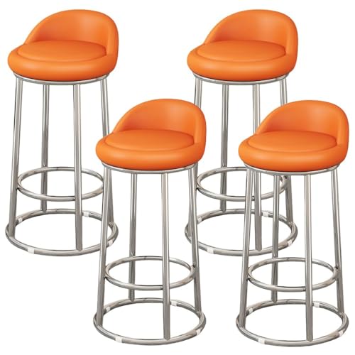 LAITEGOG Barhocker-Set,29" Ergonomische Gepolsterte Barhocker mit Rückenlehne,PU-Lederpolsterung,Metallrahmen und Fußstütze,für Esszimmer Heimbar Kücheninsel(Orange A,4PCS) von LAITEGOG