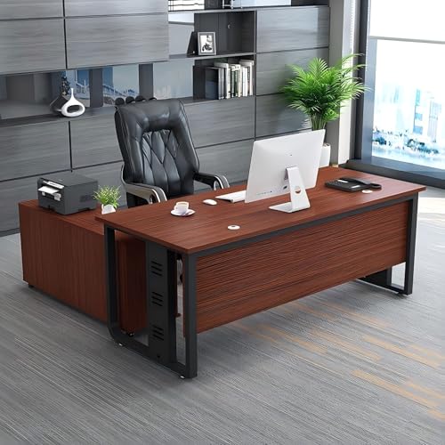 LAITEGOG Schreibtisch Großer Chefschreibtisch,Eckschreibtisch, Computertisch, Bürotisch, Schreibtische mit Stauraum-for Chefs, Geschäftsinhaber, Manager und Vorgesetzte(Teak A,160 * 60CM) von LAITEGOG