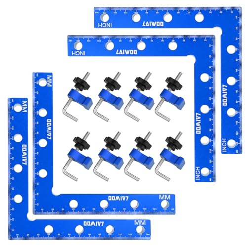 LAIWOO 90 Grad Winkel Klemme Positionierwinkel Klemme 140mm/5,5 Zoll, 8 Paare Befestigungsclips, Messwinkel Klemme für Zimmermannswerkzeug, L-Type Eckklemme für Boxen Bilderrahmen Regalschränke von LAIWOO