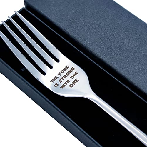 Edelstahl-Gabel mit Lasergravur "The Fork is Strong with This One", mit Geschenkbox, Geschenk für StarWars-Fans von LAIX