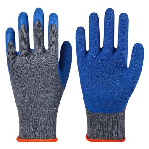 LAJHDCG Cold-proof and warm Faltenhandschuhe aus Baumwollfaden for Arbeitsschutz, Baustellen, verschleißfest und rutschfest breathable and non-odorous(A12 Grey gauze blue) von LAJHDCG