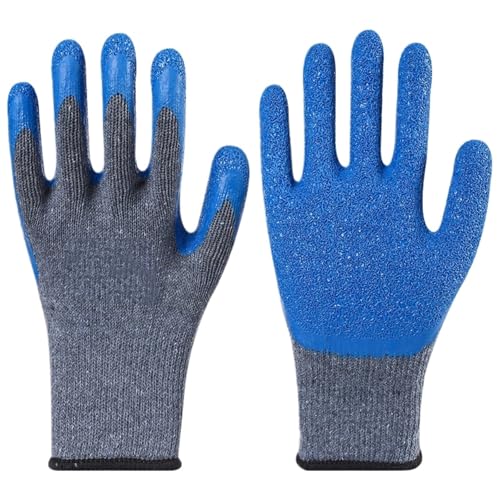LAJHDCG Cold-proof and warm Faltenhandschuhe aus Baumwollfaden for Arbeitsschutz, Baustellen, verschleißfest und rutschfest breathable and non-odorous(A13 Grey gauze Blue) von LAJHDCG