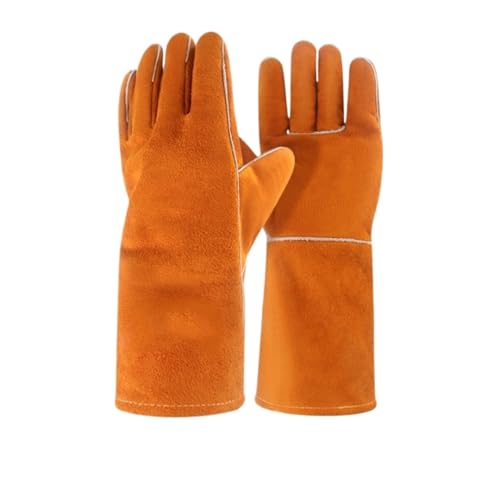 LAJHDCG Labor protection gloves Verbrühungshemmende, Verdickte Und Verlängerte, Hitzebeständige Schweißhandschuhe Aus Rindsleder Available for wholesale(A65 orange) von LAJHDCG