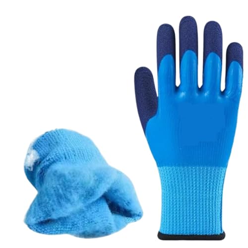 LAJHDCG Thickened work gloves Verschleißfeste, wasserdichte, ölbeständige und rutschfeste Gummihandschuhe for Baustellen-Kühllager am Strand Labor protection gloves(Blue men,Two-layer) von LAJHDCG