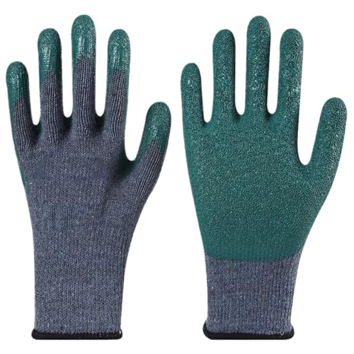 Labor protection gloves Faltenhandschuhe Aus Baumwollfaden For Arbeitsschutz, Baustellen, Verschleißfest Und Rutschfest Are used in various industrial and construction sc(A13 Grey gauze Green) von LAJHDCG