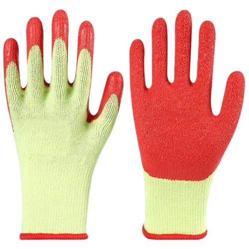 Labor protection gloves Faltenhandschuhe Aus Baumwollfaden For Arbeitsschutz, Baustellen, Verschleißfest Und Rutschfest Are used in various industrial and construction sc(A13 Yellow gauze red) von LAJHDCG