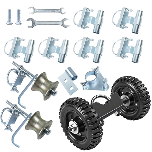LAJIAOZ Rolltor-Hardware-Kit für Kettenglieder, 15,2 cm (6 Zoll), robuste Bauernhoftor-Hardware mit Doppelradträger, Rohrschienenrollen, Universalhalterungen und Rolo-Riegel von LAJIAOZ