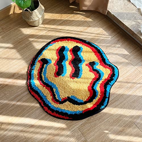 LAKEA Trippy Smile-Teppich, handgefertigt, getufteter Smiley-Teppich, Geschenk für Freunde, Schlafzimmer, Geek-Geschenk, Heimdekoration, Teppich (60 x 60 cm) von LAKEA