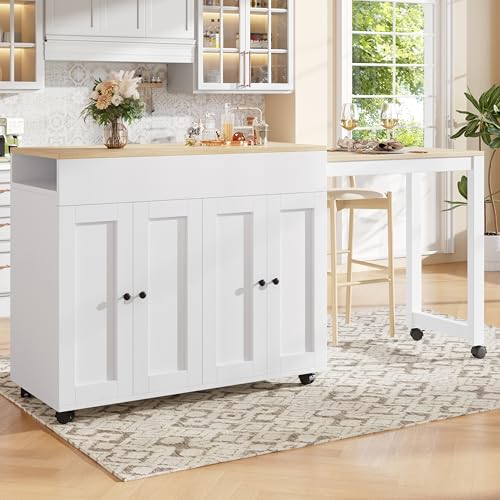 LAKFEW Ausziehbarer Bartisch mit Stauraum, Stehtisch Küchenschrank mit 6 Ablageflächer, Buffet Esstisch Küchentheke für Küche, Wohnzimmer und Esszimmer, Weiß, 180×50×94 cm LAKFEW Ausziehbarer Bartisch mit Stauraum, Stehtisch Küchenschrank mit 6 Ablageflächer, Buffet Esstisch Küchentheke für Küche, Wohnzimmer und Esszimmer, Weiß, 180×50×94 cm von LAKFEW