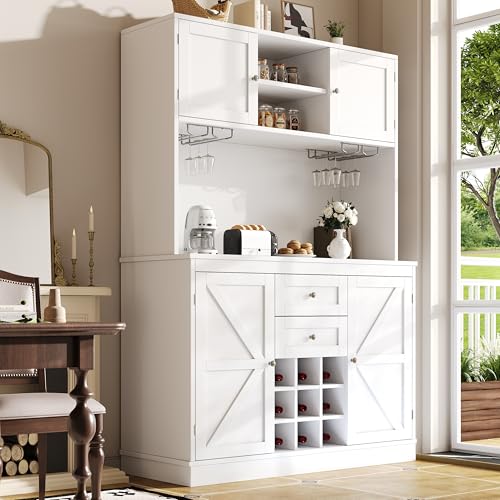 LAKFEW Küchenschrank mit Arbeitsplatte, Buffetschrank Küchenschränke mit Verstellbaren Ablagen und Weinregal, Vorratsschrank Küche mit 4 Türen und 2 Schubladen, Küchenmöbel, Weiß, 120x40x188 cm LAKFEW Küchenschrank mit Arbeitsplatte, Buffetschrank Küchenschränke mit Verstellbaren Ablagen und Weinregal, Vorratsschrank Küche mit 4 Türen und 2 Schubladen, Küchenmöbel, Weiß, 120x40x188 cm von LAKFEW