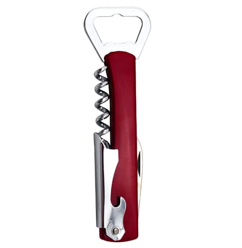 Bierflaschenöffner 3 in 1 Weinflaschenöffner Hippochampalmesser (Weinrot) von LAKHAH
