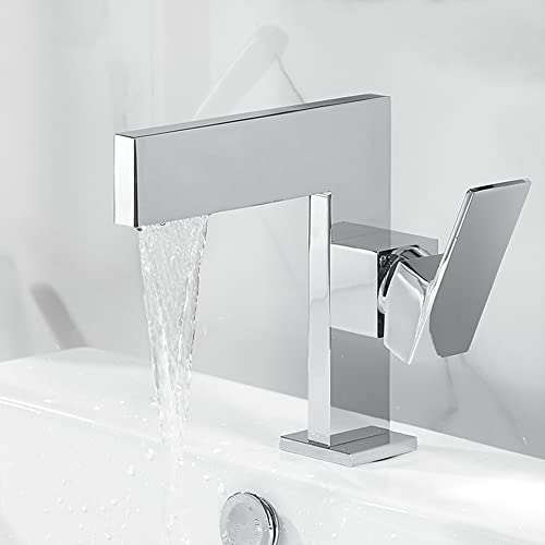 Wasserfall Wasserhahn Bad Waschtischarmatur Waschbecken Armatur Moderner Stil Chrom Messing Einhebelmischer Mischbatterie, Mit Kaltes Und Heißes Wasser Vorhanden von LAKKOA