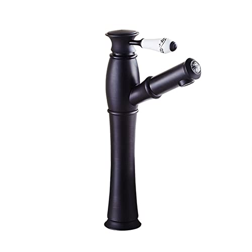 Wasserhahn Bad Waschtischarmatur Hoch Waschbecken Armatur Mit Ausziehbar Brause Schwarz Retro Antik Stil Messing Einhebelmischer Mischbatterie Mit Kaltes Und Heißes Wasser Vorhanden Wasserhahn Bad Waschtischarmatur Hoch Waschbecken Armatur Mit Ausziehbar Brause Schwarz Retro Antik Stil Messing Einhebelmischer Mischbatterie Mit Kaltes Und Heißes Wasser Vorhanden von LAKKOA