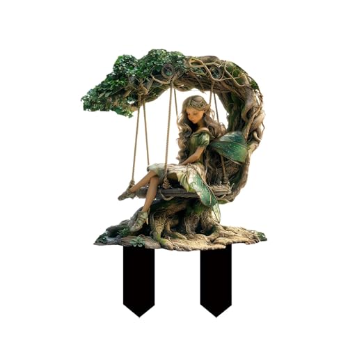 LALABTCD Gartenfiguren FüR DraußEn Wetterfest, Wetterfeste Elfen-Gartendeko, SchildkröTe Und Gartenzwerg Statue, Gartenstecker, 2D Harz Gartendeko Figuren, 2D Teich Deko Geschenk Garten Deko DraußEn von LALABTCD