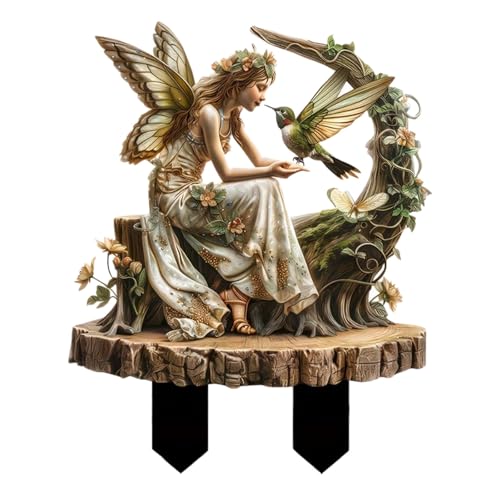 LALABTCD Gartenfiguren FüR DraußEn Wetterfest, Wetterfeste Elfen-Gartendeko, SchildkröTe Und Gartenzwerg Statue, Gartenstecker, 2D Harz Gartendeko Figuren, 2D Teich Deko Geschenk Garten Deko DraußEn von LALABTCD