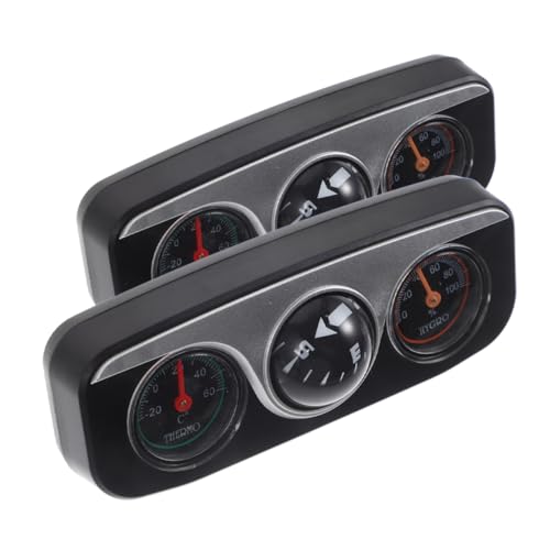 LALADEFIEE 2 Stück Auto Kompass Thermometer Hygrometer aus Abs Einfach Montierbar Vielseitiges Armaturenbrett Zubehör Elegante Innenraumdeko Kompatibel mit Vielen Fahrzeugmodellen Präzise von LALADEFIEE