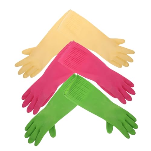 LALADEFIEE 3 Paare Latexhandschuhe für Haushalt und Küche und Verstärkt mit Rutschfesten Handflächen und Langem Schutz Wiederverwendbare Spülhandschuhe für Effektives Reinigen LALADEFIEE 3 Paare Latexhandschuhe für Haushalt und Küche und Verstärkt mit Rutschfesten Handflächen und Langem Schutz Wiederverwendbare Spülhandschuhe für Effektives Reinigen von LALADEFIEE