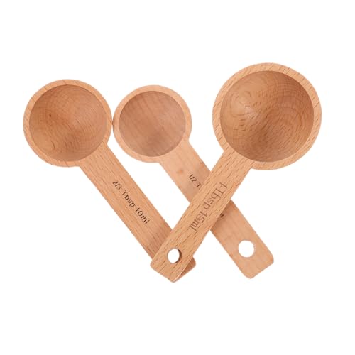 LALADEFIEE 3 Stück Teiliges Kaffee maßlöffel Langlebigem Holz mit Maßangabe Stilvoll für Kaffeepulver Kaffeebohnen Milchpulver Praktisches Küchenzubehör von LALADEFIEE