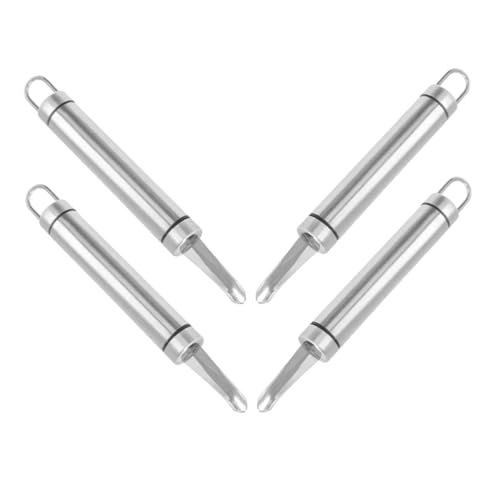 LALADEFIEE 4 STÜCKE Multifunktionaler Edelstahl Entkerner für Longan Lychee und Garnelen Sicherer Obst Garnelenschwanz entferner Zeitsparendes Küchenwerkzeug Tragbar für Zuhause von LALADEFIEE