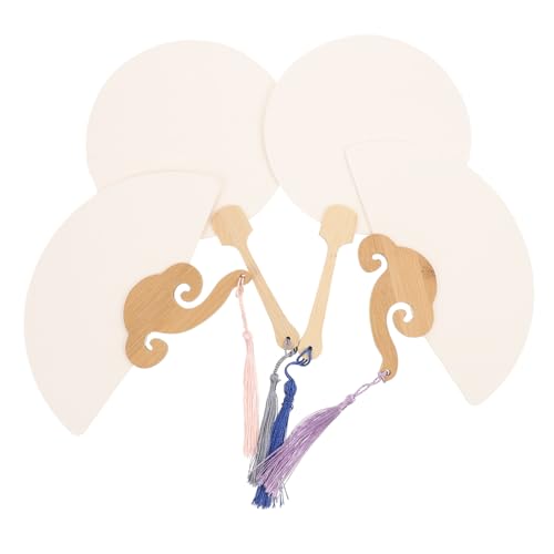 LALADEFIEE 4 Stück Teiliges DIY Papierfächer aus Langlebigem Papier und Holz Leichte Tragbare Blanko Graffiti Fächer für Geeignet für Bühne Dekoration Cosplay Kreatives Malen von LALADEFIEE