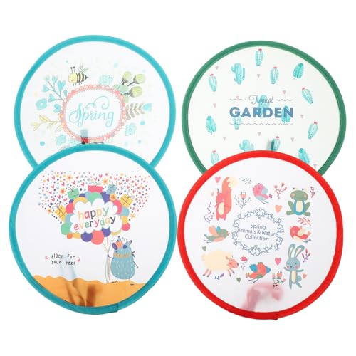 LALADEFIEE 4 Stück Teiliges Faltbare Handfächer Rund Cartoon Stil Polyester Tragbar Handlicher Fächer für Sommer Party Dekoration und Fotoshooting LALADEFIEE 4 Stück Teiliges Faltbare Handfächer Rund Cartoon Stil Polyester Tragbar Handlicher Fächer für Sommer Party Dekoration und Fotoshooting von LALADEFIEE