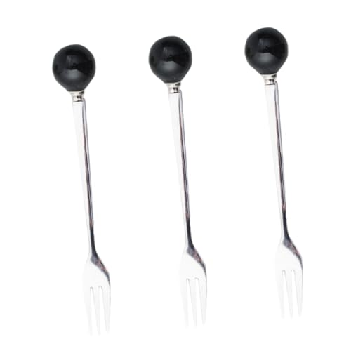 LALADEFIEE 6 Stück Teiliges Mini Dessertgabeln aus Edelstahl mit Schwarzem Keramikgriff Ergonomisch Geformt Langlebig für Kuchen Kaffee und Feines Tafelbesteck im Home Tableware Stil von LALADEFIEE