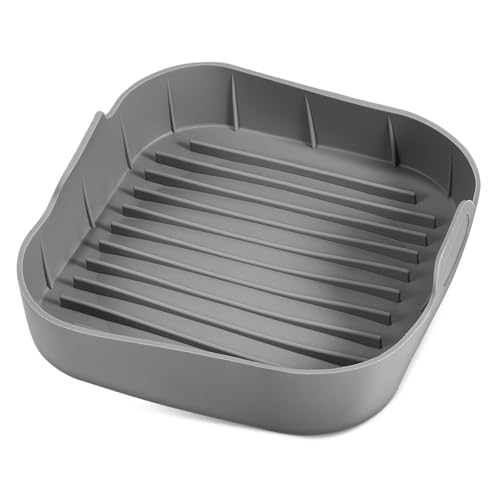 LALADEFIEE Airfryer Liner Quadratisch Wiederverwendbar Lebensmittelecht Hitzebeständig Antihaftbeschichtet für Heißluftfritteusen Einfache Reinigung Verbessert Luftzirkulation Vielseitig zum von LALADEFIEE