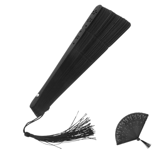 LALADEFIEE Chinesischer Holz Klappfächer Handfächer mit Quaste Faltbarer Handventilator für Tanz Party Performance und Sommerkühlung Eleganter Orientalischer Stil Leicht und Dekorativ von LALADEFIEE