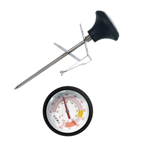 LALADEFIEE Edelstahl Steak Thermometer mit Clip und Silikonhülle Vielseitiges Bratenthermometer für Getränke und Lebensmittel Einfache Temperaturmessung ohne Batterie Praktische Befestigung von LALADEFIEE
