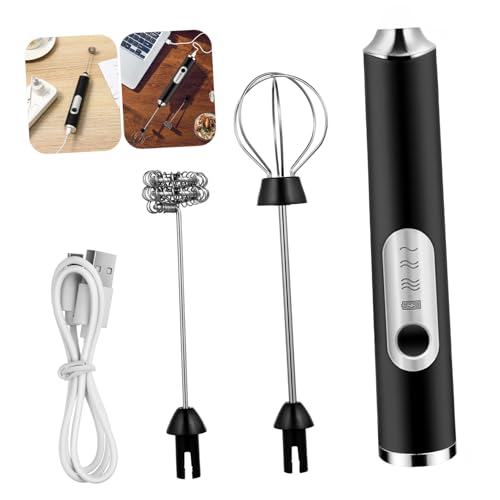 LALADEFIEE Elektrischer Milchaufschäumer Handheld Wiederaufladbar mit Geschwindigkeitsstufen Mixer für Kaffee Eier und Matcha Leise Leicht zu Bedienen mit Aufsatzköpfen Wiederverwendbar von LALADEFIEE