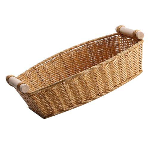 LALADEFIEE Geflochtener Aufbewahrungskorb für Obst und Brot Leichter Geruchloser Küchenkorb mit Rustikalem Design Multifunktional für Wohnzimmer Hotel und Snacks Stilvolle Dekoration und von LALADEFIEE