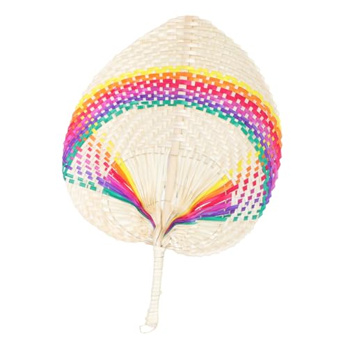 LALADEFIEE Handgefertigter Chinesischer Bambusfächer Leichter Handgewebter Regenbogen-fächer Dekorativer Faltbarer Handventilator für Sommerpartys Hochzeiten Tanz und Wohnraumgestaltung von LALADEFIEE