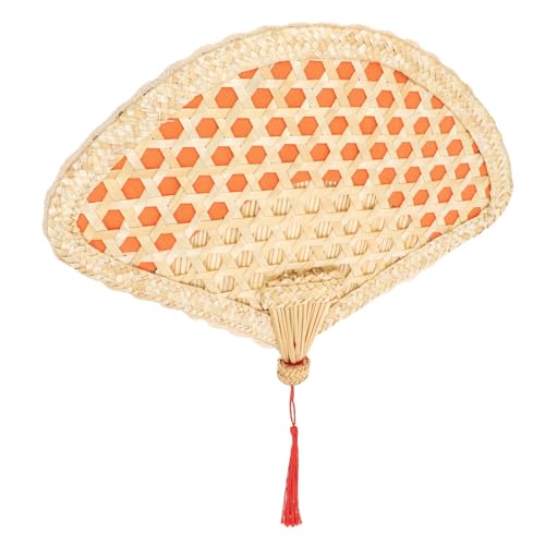 LALADEFIEE Handgefertigter Fächer aus Weizenstroh Traditioneller Chinesischer Sommer Handventilator Dekorativer Handgewebter Natürlicher Fächer für Outdoor Atmungsaktiv und Langlebig von LALADEFIEE