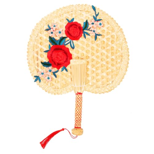 LALADEFIEE Handgefertigter Holz-handfächer Großer Chinesischer Stil Handgewebt Leichter Tragbarer Sommerfächer Natürliche Kühlung für Erwachsene und Einzigartiger Vintage-fächer für Hochzeit von LALADEFIEE