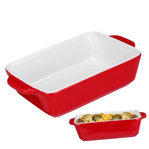 LALADEFIEE Keramik Backblech Rechteckig Rot Hochwertige Keramik Mikrowellengeeignet Mittlere Stärke Einfach zu Reinigen Stilvolles Design für Ofen und Backofen von LALADEFIEE