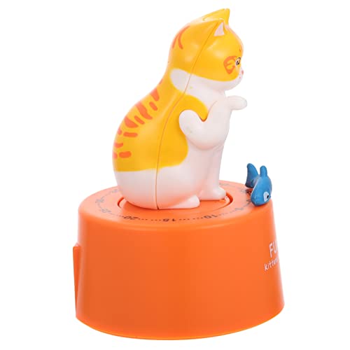 LALADEFIEE Küchen Timer mit Katzen Design Tragbarer Analog Küchentimer aus Kunststoff für Backen und Kochen Einfache Zeiteinstellung für Alltag Küchengerät Orange von LALADEFIEE