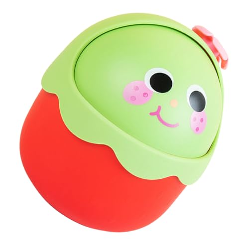 LALADEFIEE Mini Cartoon Müllbehälter mit Klappdeckel Kompakter Kleiner Abfalleimer aus Robustem PP für Schreibtisch Büro Schlafzimmer und Küche Platzsparender Mini Desktop Mülleimer in Rot von LALADEFIEE