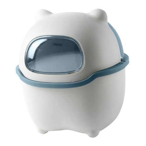 LALADEFIEE Mini Desktop Abfalleimer mit Deckel Cartoon Bär Kompakter Müllbehälter für Bad Küche und Büro Platzsparender Kleiner Papierkorb zur Einfachen Müllentsorgung und Geruchsvermeidung von LALADEFIEE
