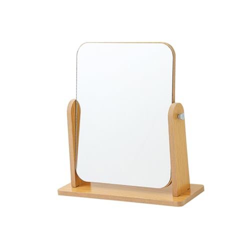 LALADEFIEE Schminkspiegel aus Holz Schreibtischspiegel mit Ständer Vergrößerungs-Kosmetikspiegel Vanity Mirror Makeup Mirror Dekoration Verstellbarer Schreibtisch Spiegel Stehen hölzern von LALADEFIEE
