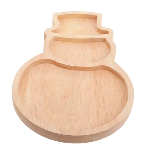 LALADEFIEE Weihnachts-Schneemann-Tablett Weihnachtsgeschirr Brotbrett Käsebrett weihnachtliches Serviertablett Snackteller holztablett Weihnachts-Schneemann-Teller Snack-Tablett Eiche von LALADEFIEE