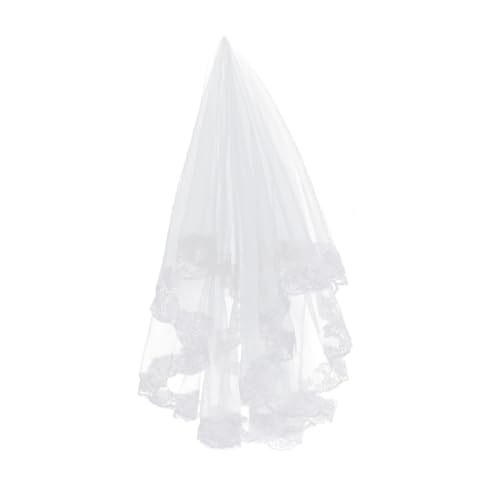 LALADEFIEE Weißer Brautschleier mit Bestickter Spitzenbordüre Einlagiger Hochzeitsschleier aus Strapazierfähigem Tüll Eleganter Mantilla Stil für Braut Abendveranstaltungen und Festliche LALADEFIEE Weißer Brautschleier mit Bestickter Spitzenbordüre Einlagiger Hochzeitsschleier aus Strapazierfähigem Tüll Eleganter Mantilla Stil für Braut Abendveranstaltungen und Festliche von LALADEFIEE