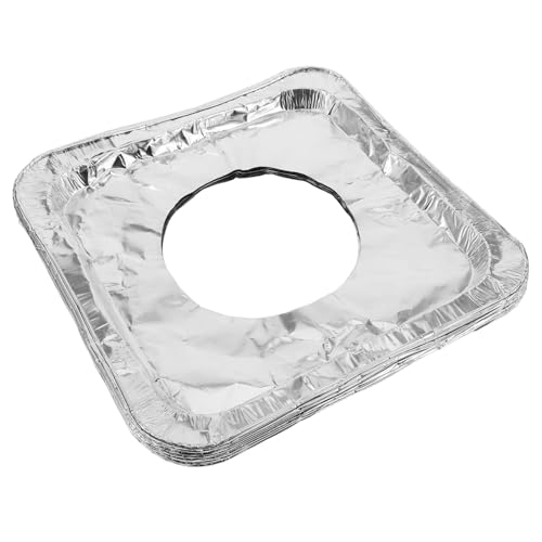 LALAFINA 10 Stück Einweg Aluminium Gasherd Abdeckungen Dicke Quadratische Schutzmatten für Ölspritzer Passend Einfach zu Reinigen Optimaler Herdschutz von LALAFINA